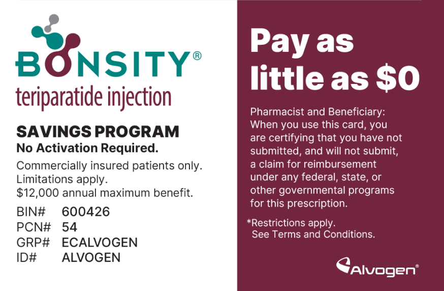 BONSITY Savings Program copay card